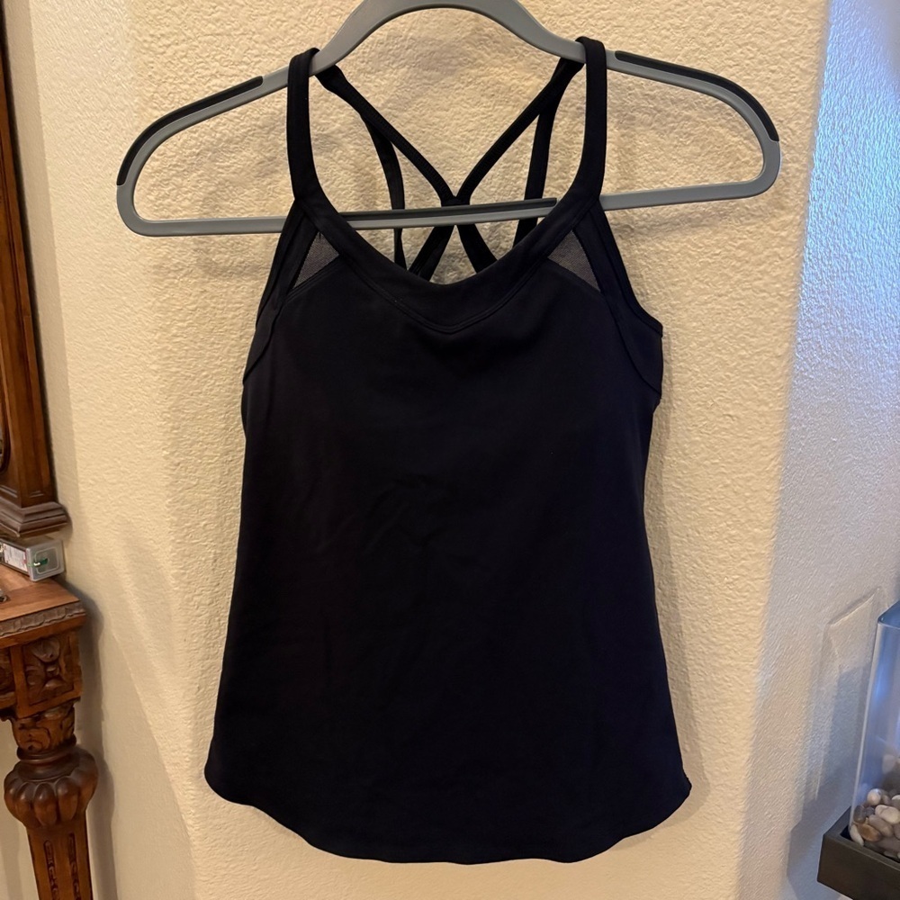 LULULEMON Women Black Criss Cross Mesh Detailing Athletic Tank Top Size 6